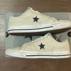 Converse CONS One Star Pro Suede Skate Shoes (Egret/White/Black, M8.5) (172950C)